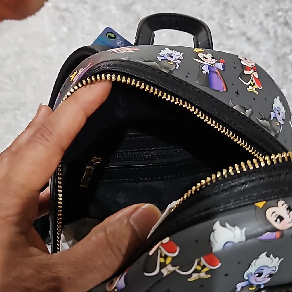 Loungefly Disney Villains chibi backpack Maleficent Ursula Evil Queen Cruella